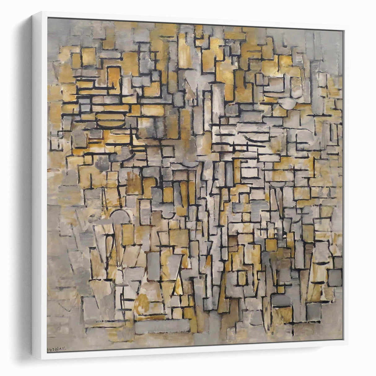Modern Wall Art – Abstract Composition in Gold and Gray