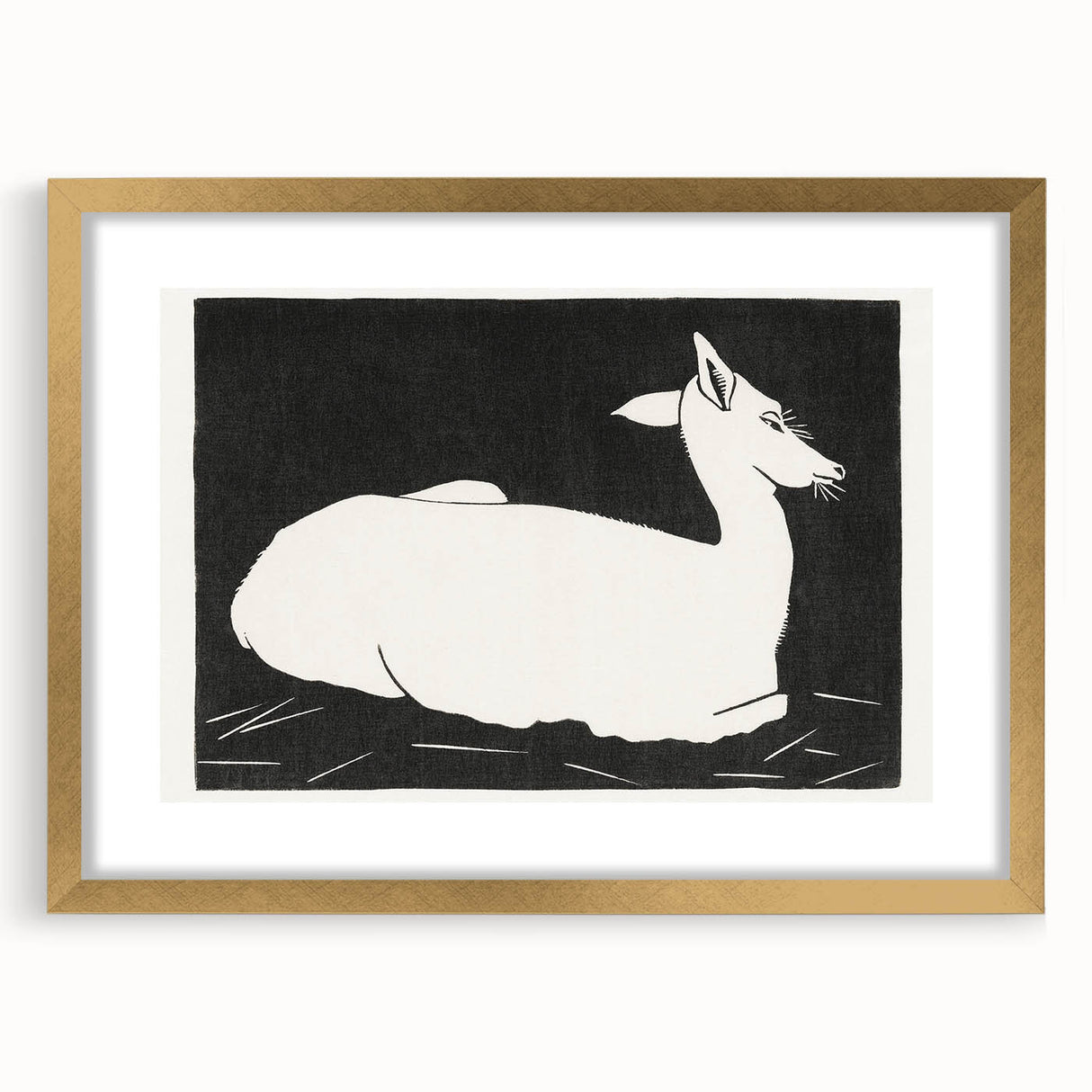 Modern Wall Art – Abstract Black and White Deer Design