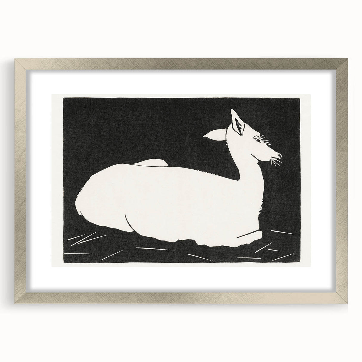 Modern Wall Art – Abstract Black and White Deer Design