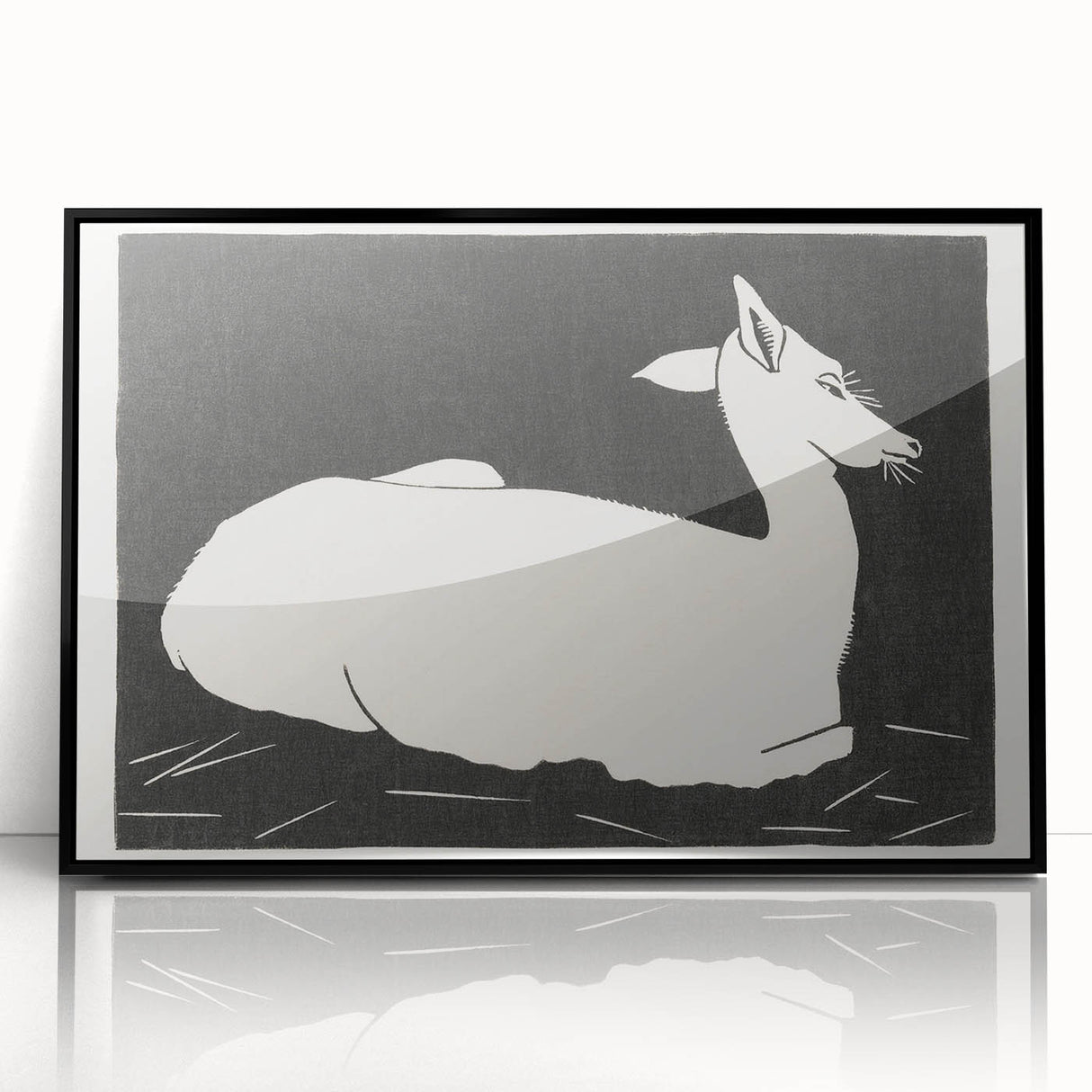Modern Wall Art – Abstract Black and White Deer Design