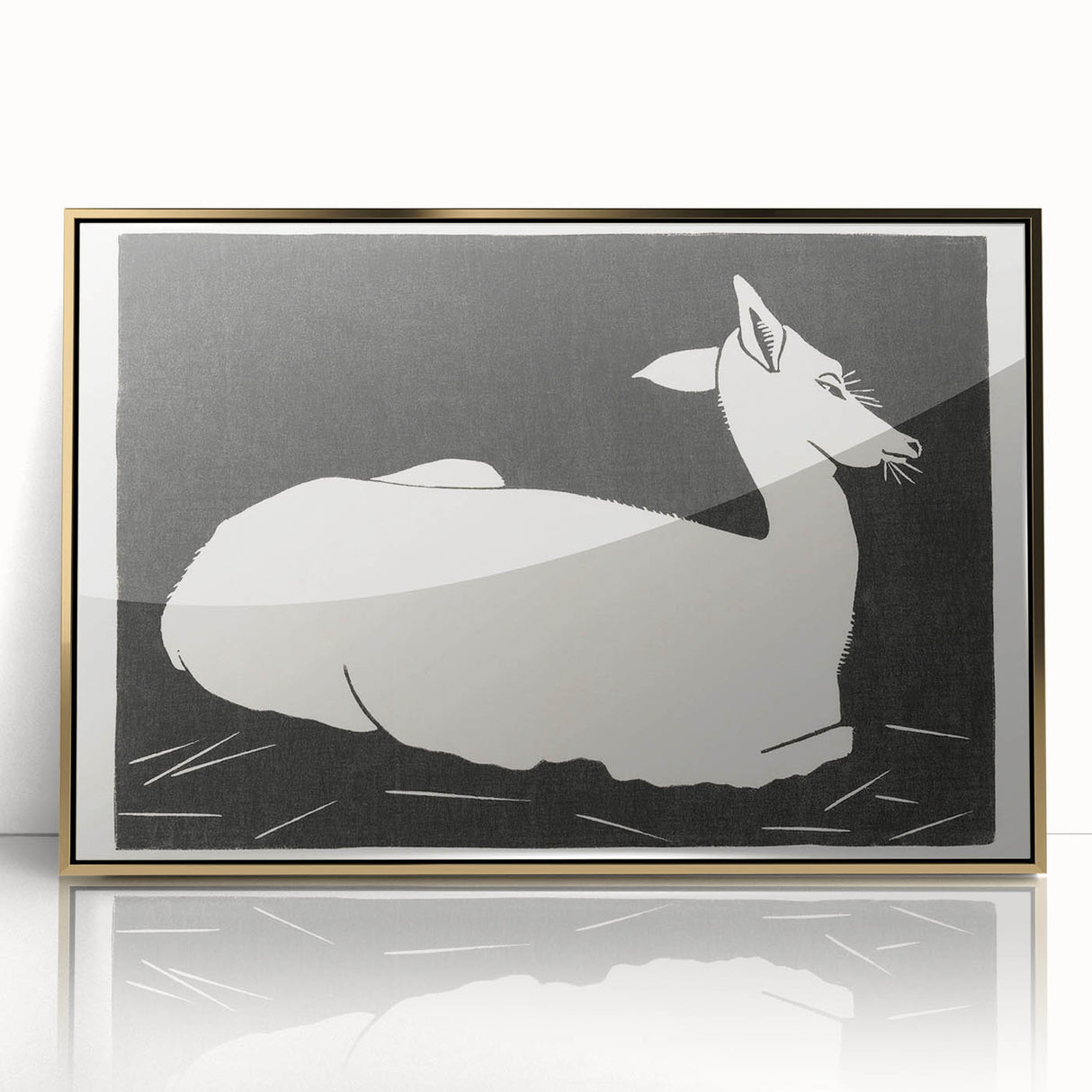 Modern Wall Art – Abstract Black and White Deer Design