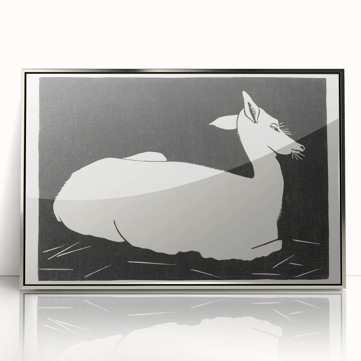 Modern Wall Art – Abstract Black and White Deer Design