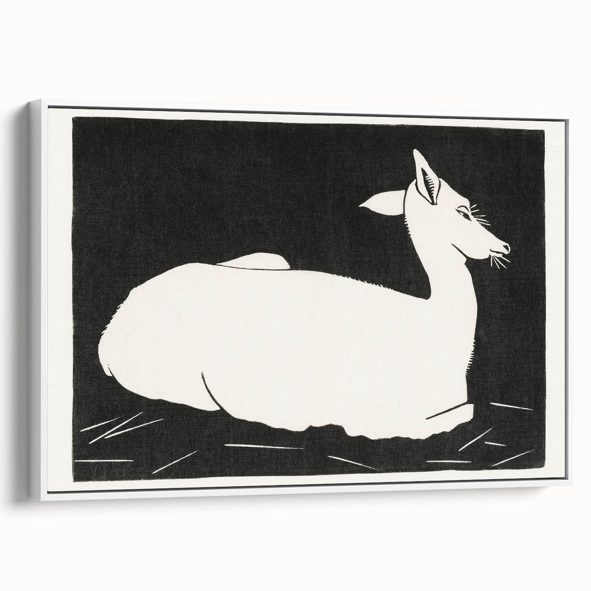Modern Wall Art – Abstract Black and White Deer Design