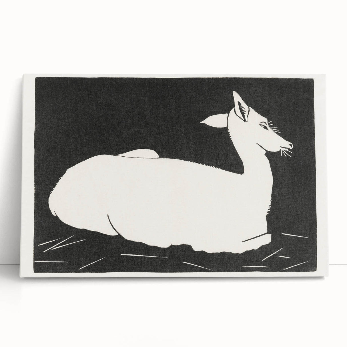 Modern Wall Art – Abstract Black and White Deer Design