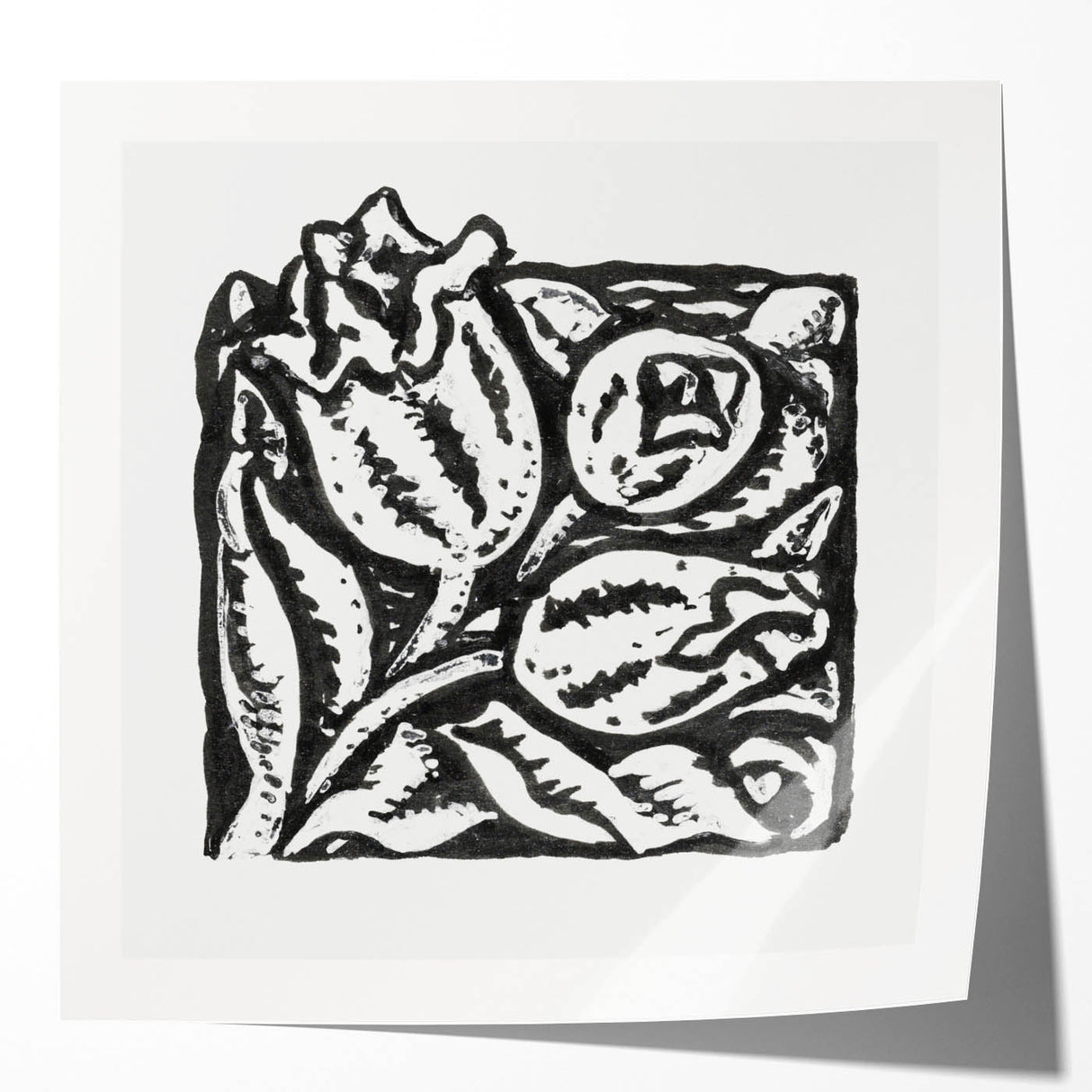 Minimalist Modern Decor – Black and White Floral Abstract Art
