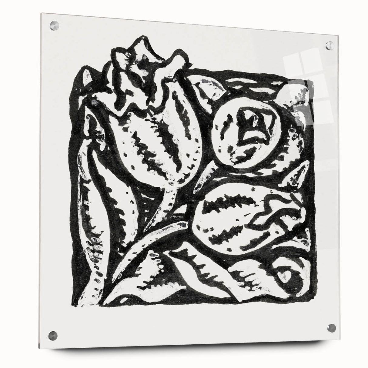 Minimalist Modern Decor – Black and White Floral Abstract Art