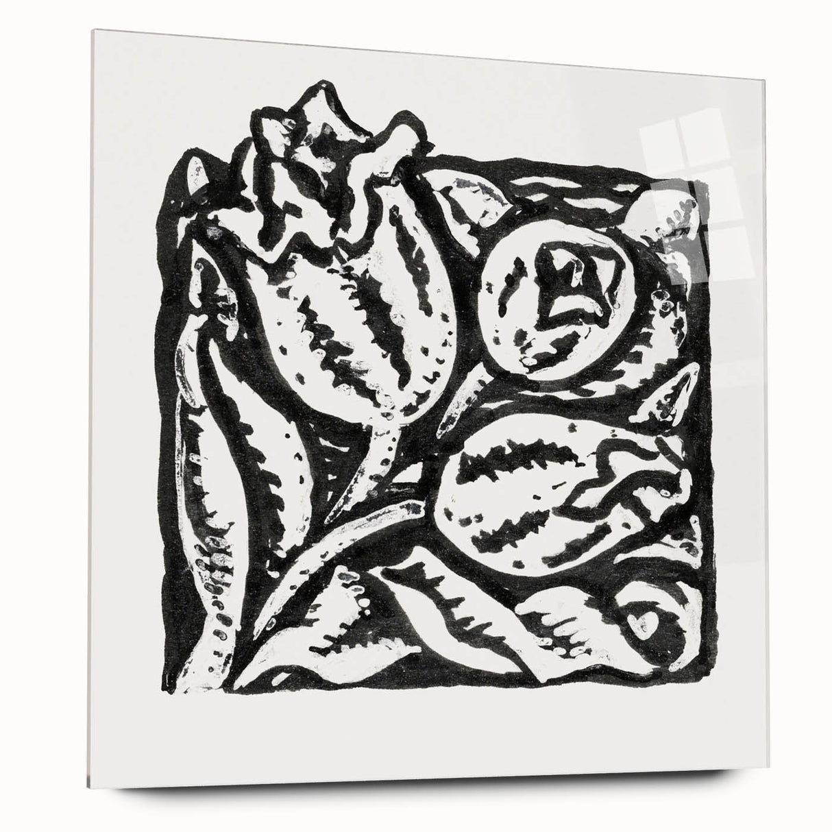 Minimalist Modern Decor – Black and White Floral Abstract Art