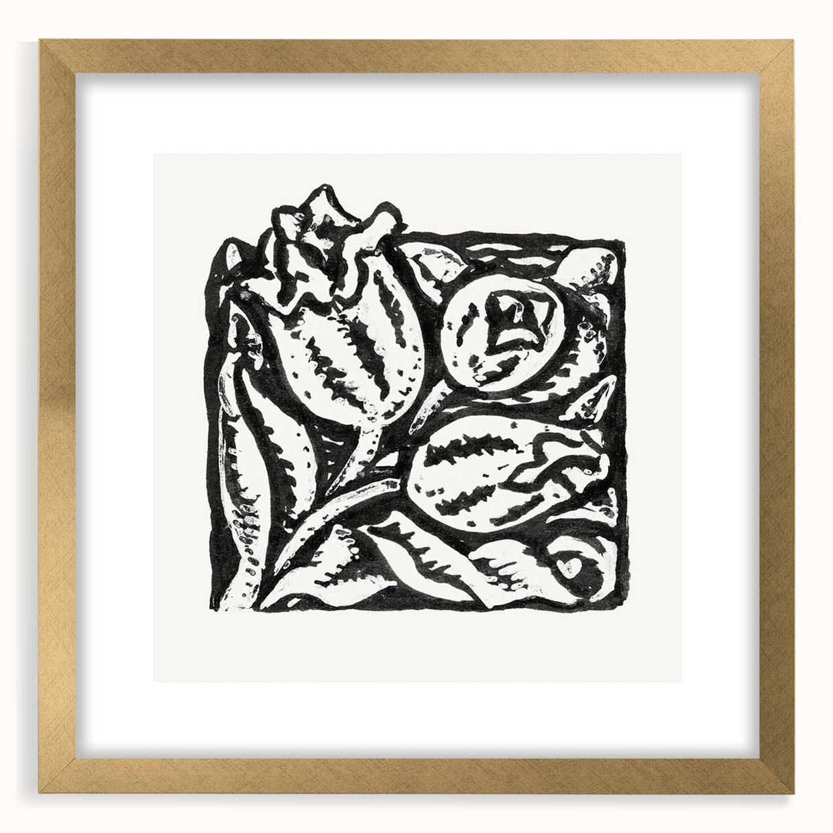 Minimalist Modern Decor – Black and White Floral Abstract Art