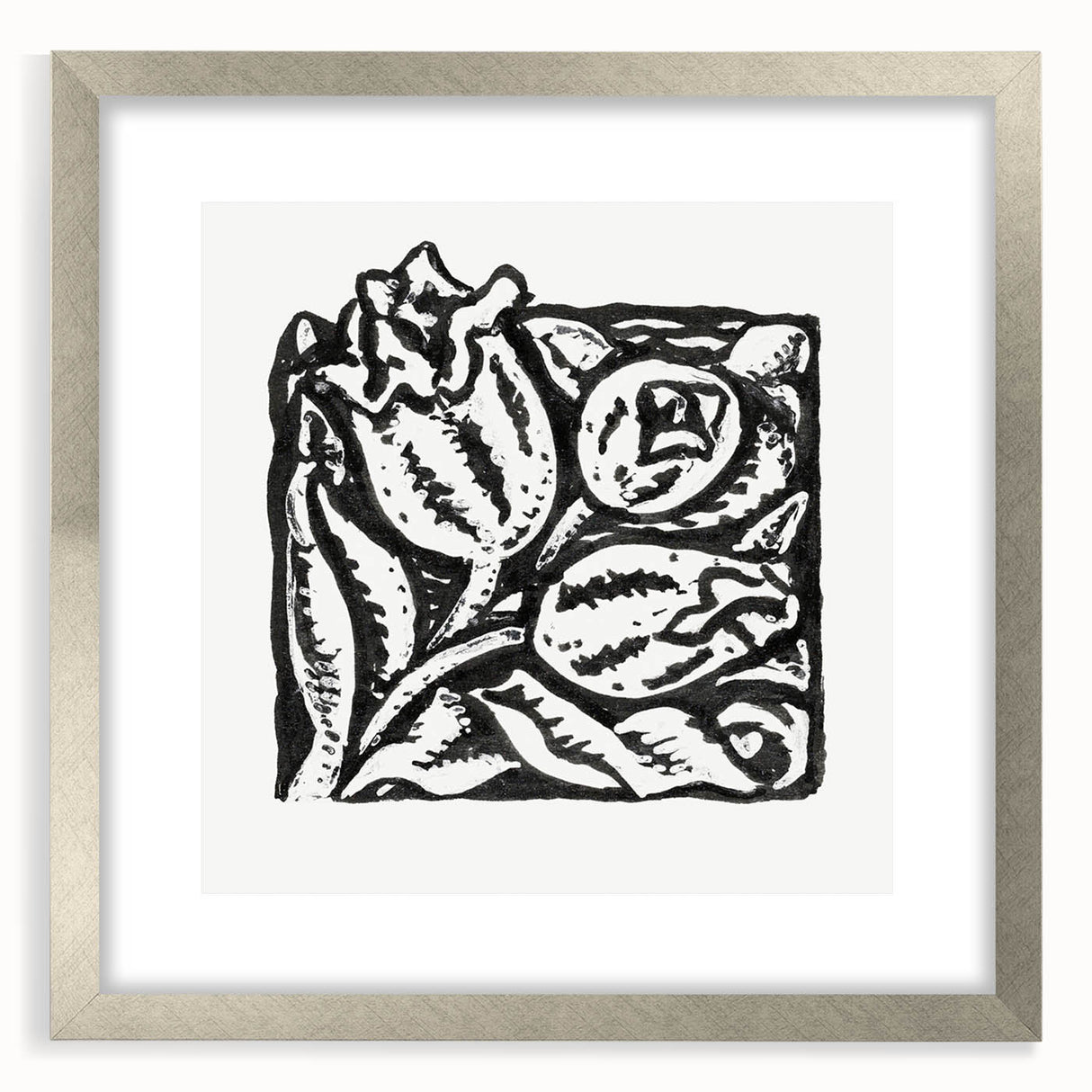 Minimalist Modern Decor – Black and White Floral Abstract Art