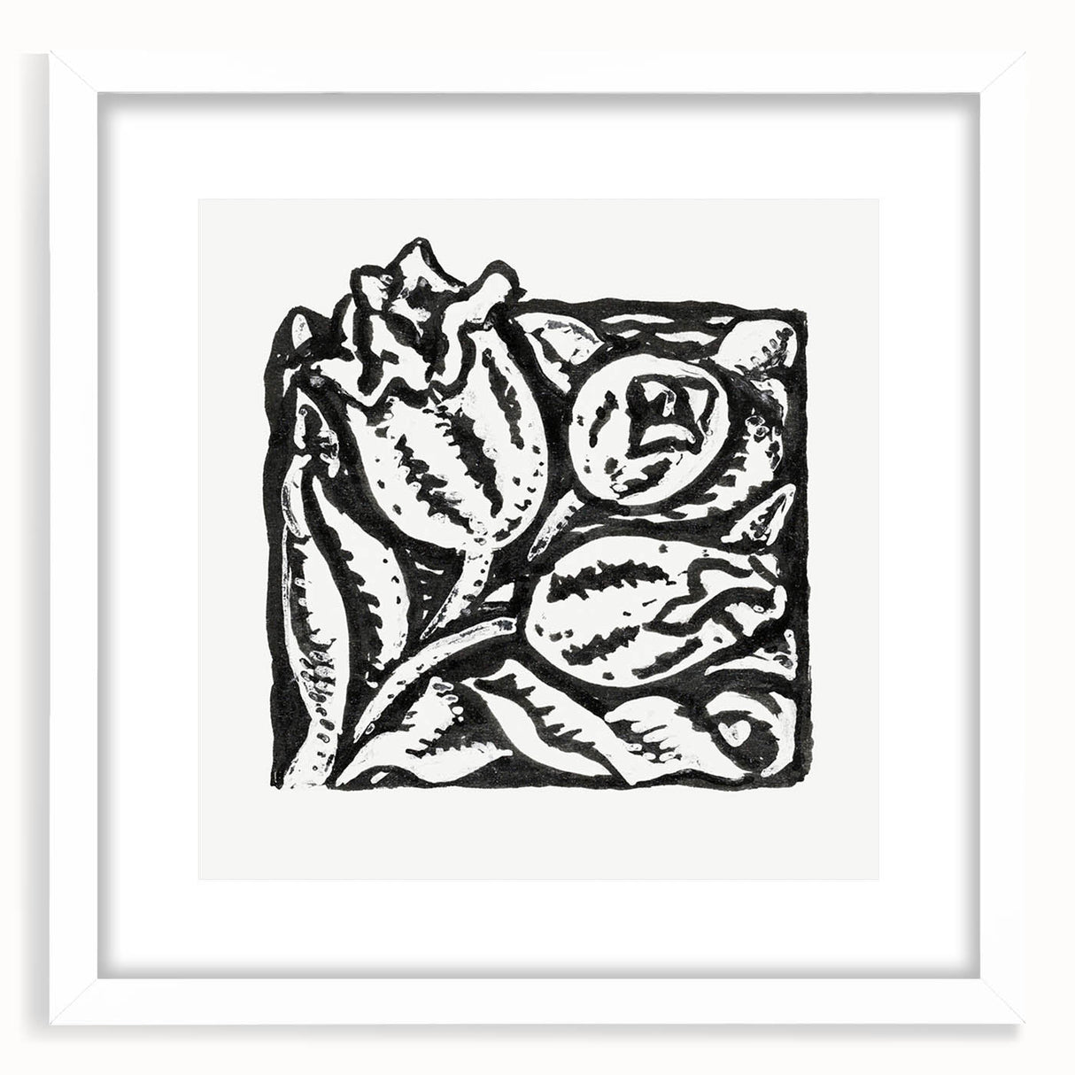 Minimalist Modern Decor – Black and White Floral Abstract Art