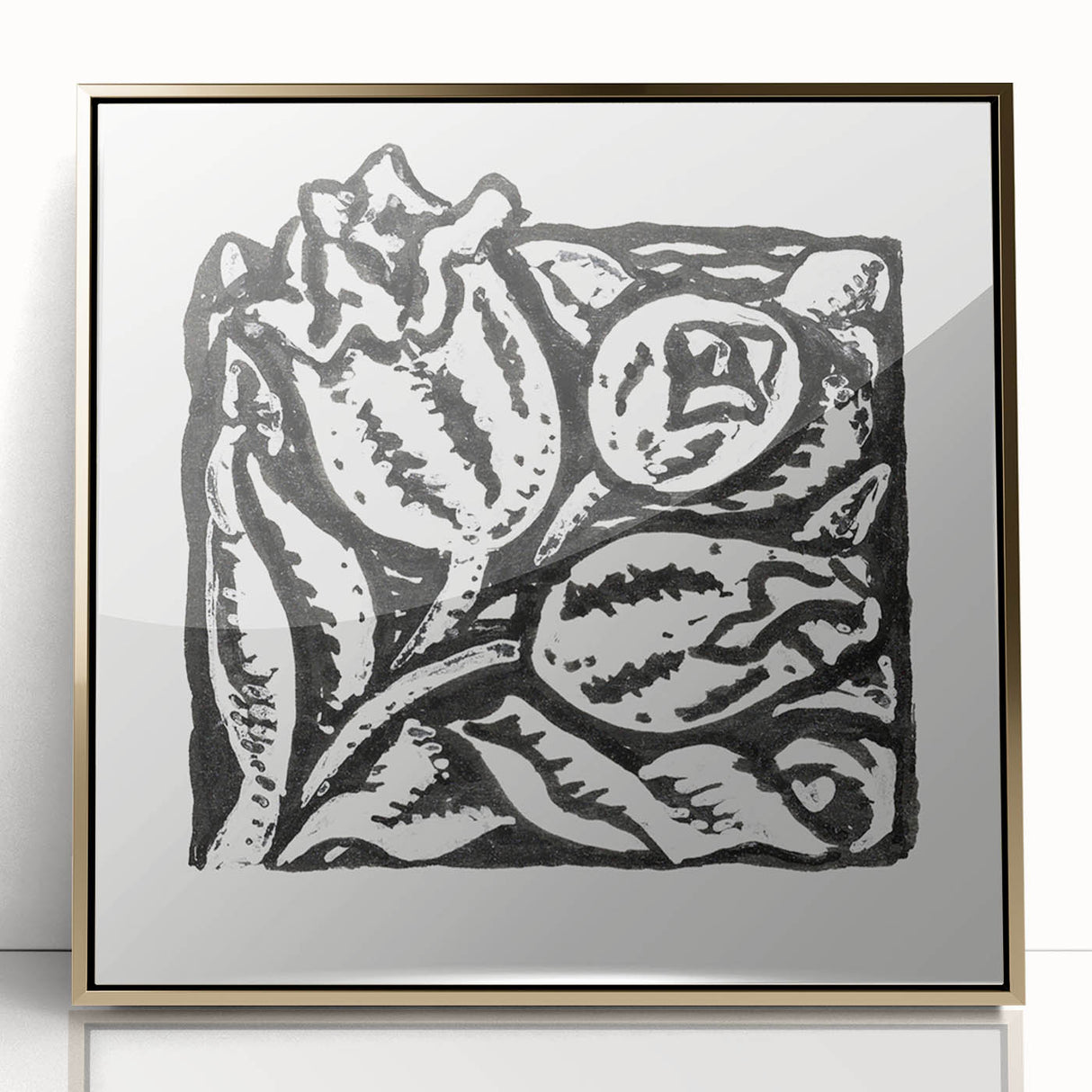 Minimalist Modern Decor – Black and White Floral Abstract Art