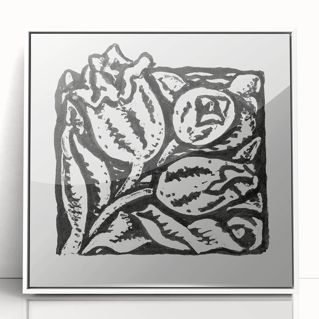Minimalist Modern Decor – Black and White Floral Abstract Art
