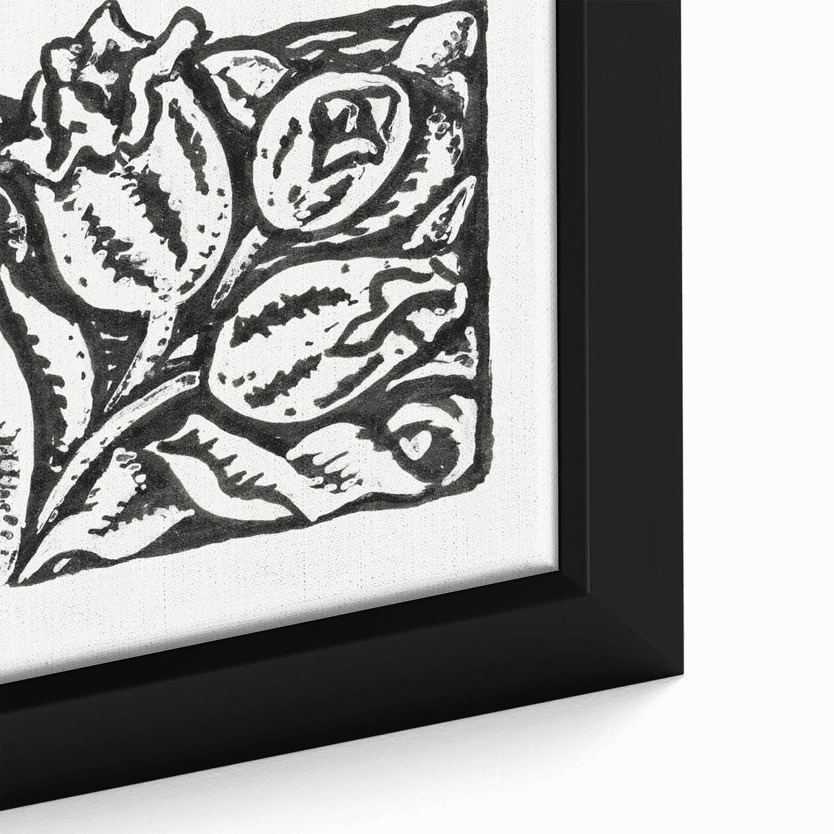 Minimalist Modern Decor – Black and White Floral Abstract Art