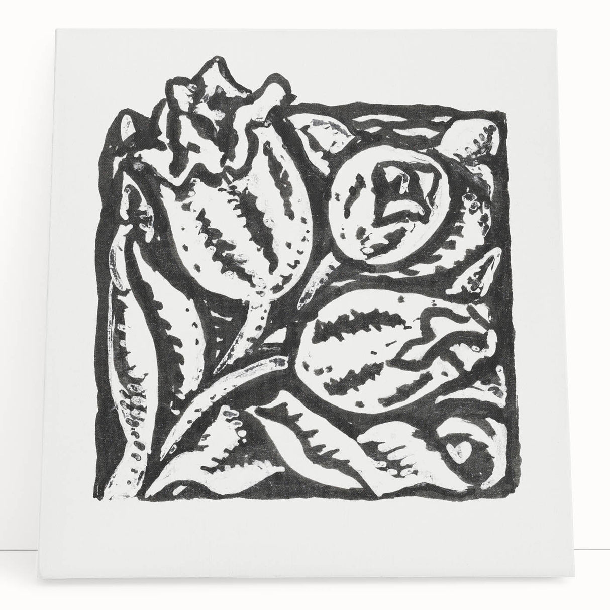 Minimalist Modern Decor – Black and White Floral Abstract Art