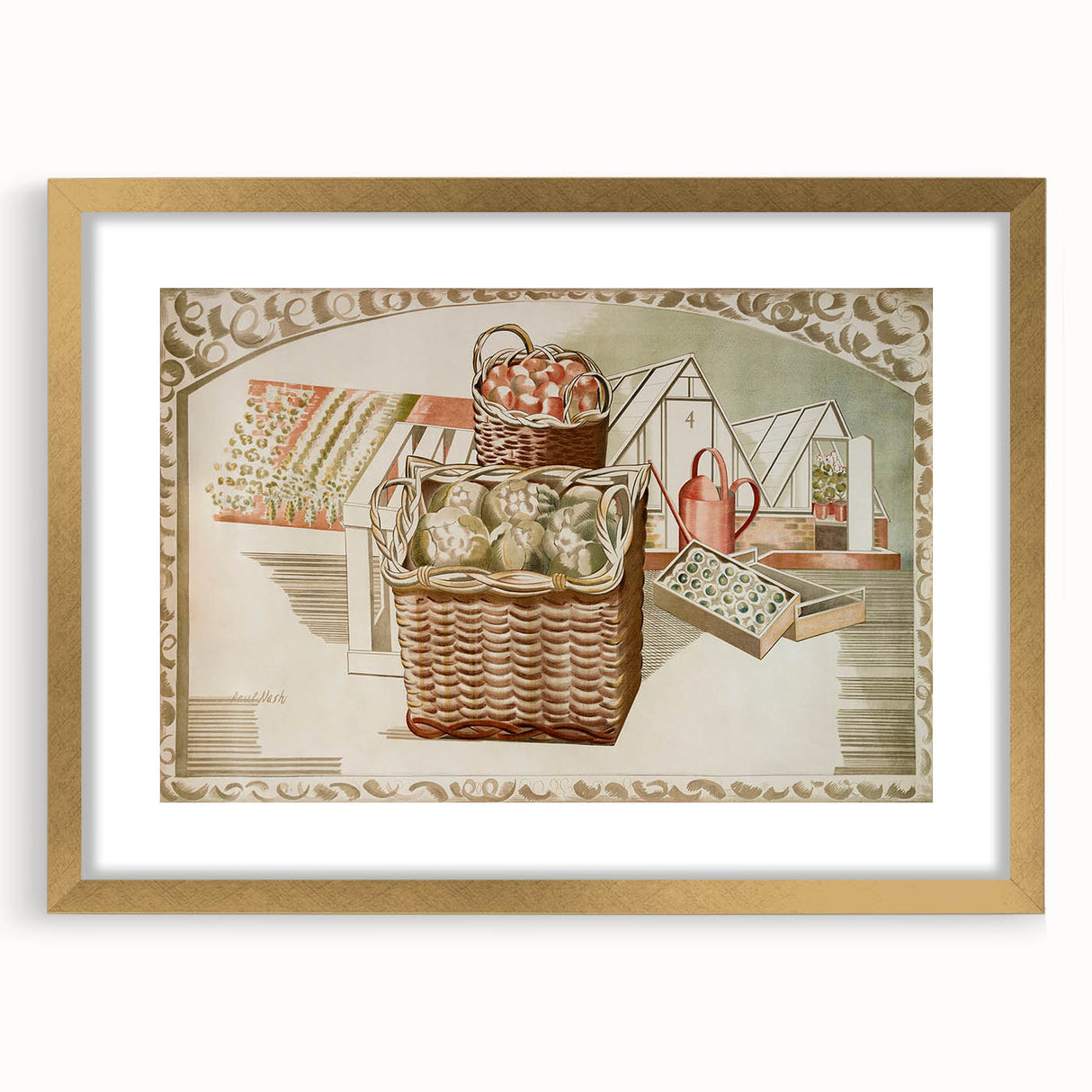 Modern Wall Art – Abstract Orchard and Garden Scene by Paul Nash