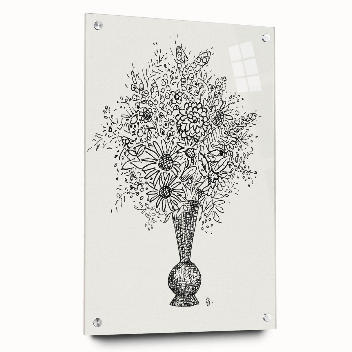 Elegant Black-and-White "Flower Vase" Sketch by Leo Gestel