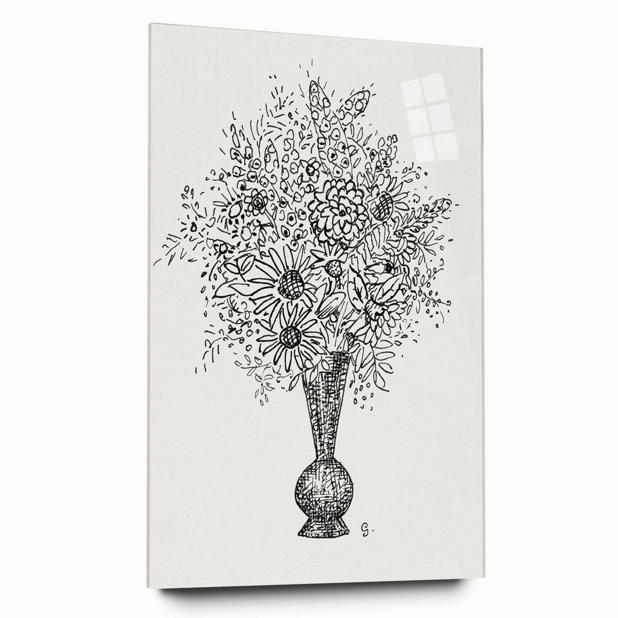 Elegant Black-and-White "Flower Vase" Sketch by Leo Gestel