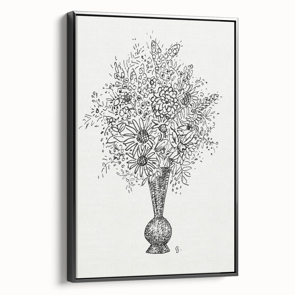 Elegant Black-and-White "Flower Vase" Sketch by Leo Gestel