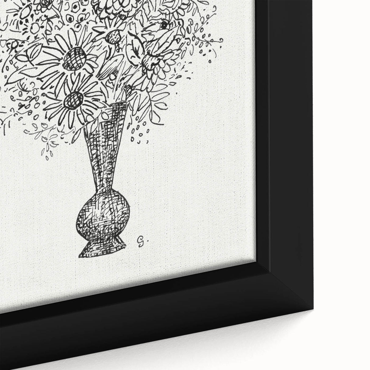 Elegant Black-and-White "Flower Vase" Sketch by Leo Gestel