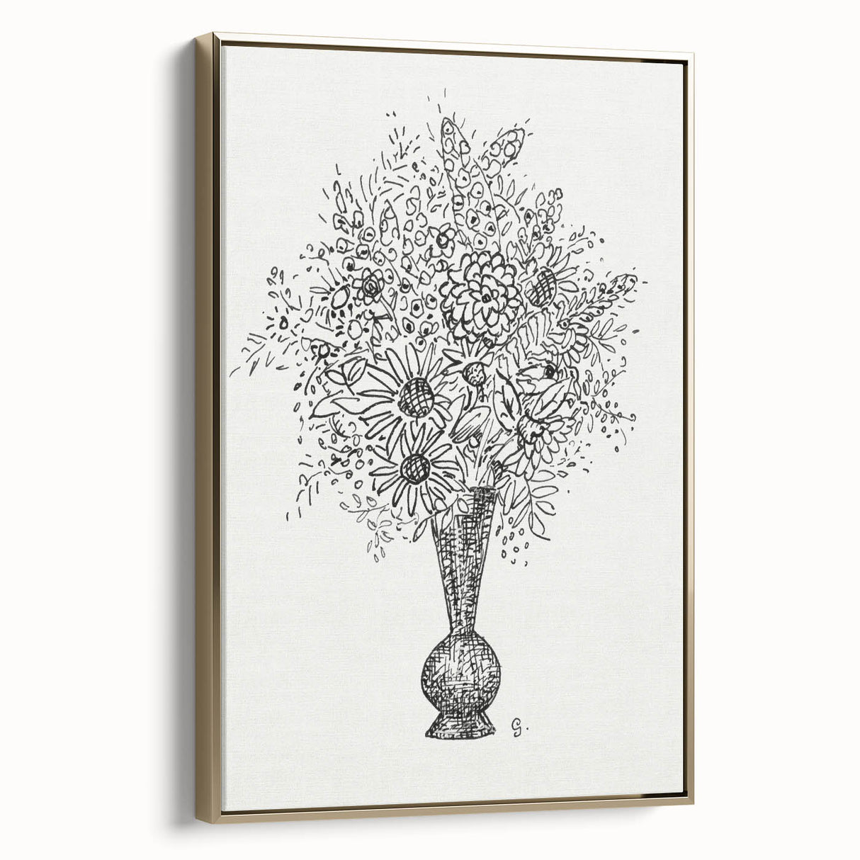 Elegant Black-and-White "Flower Vase" Sketch by Leo Gestel