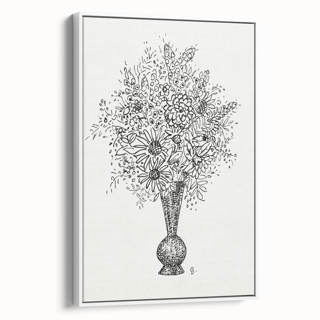 Elegant Black-and-White "Flower Vase" Sketch by Leo Gestel