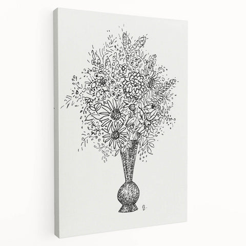 Elegant Black-and-White "Flower Vase" Sketch by Leo Gestel