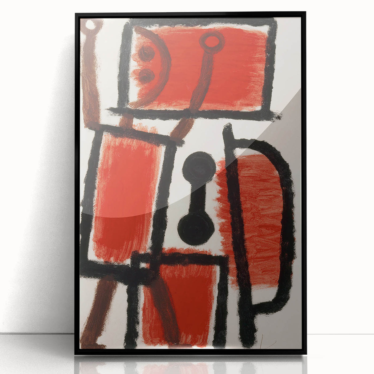 Abstract Modern Art: Minimalist Contemporary Red and Black Painting
