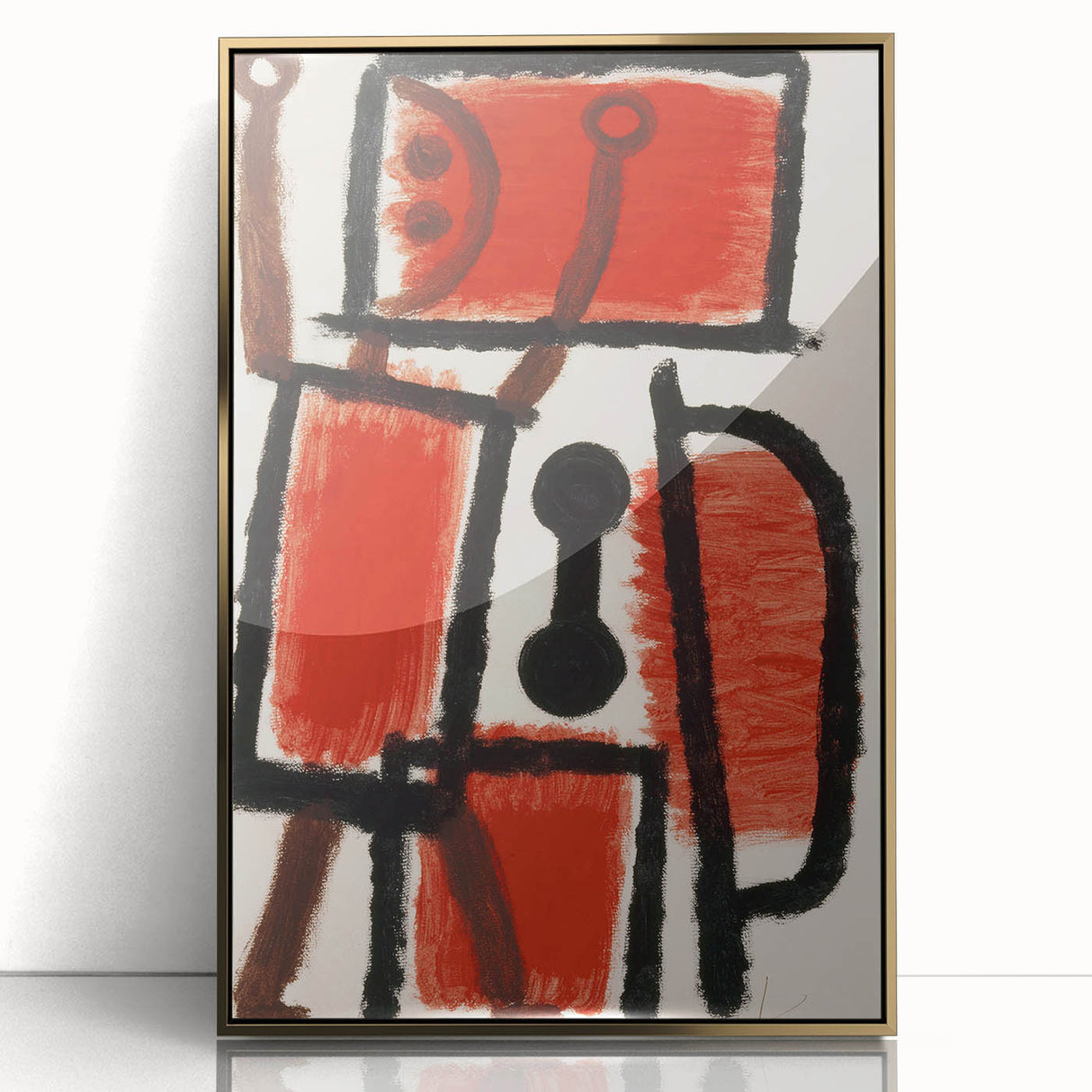 Abstract Modern Art: Minimalist Contemporary Red and Black Painting