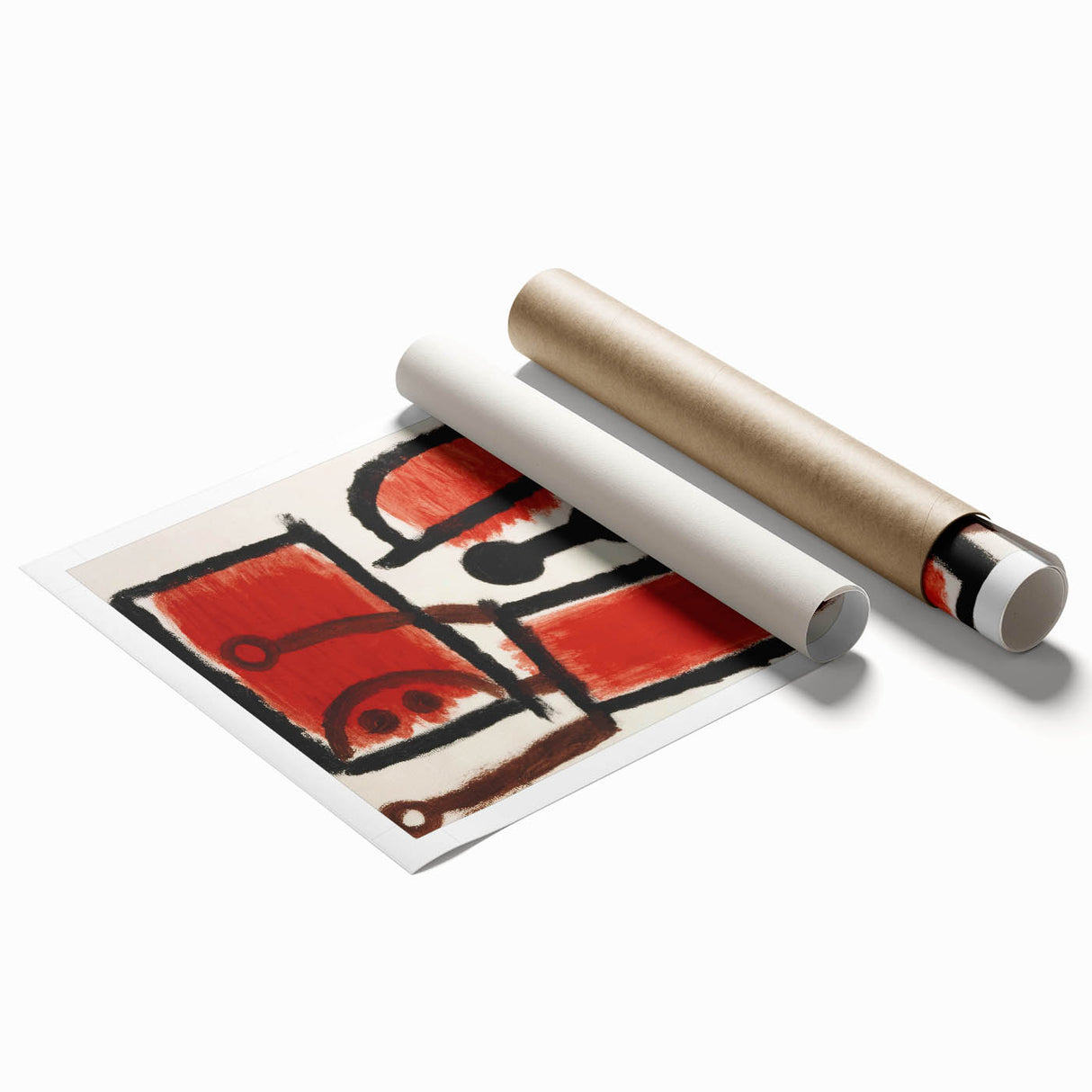 Abstract Modern Art: Minimalist Contemporary Red and Black Painting