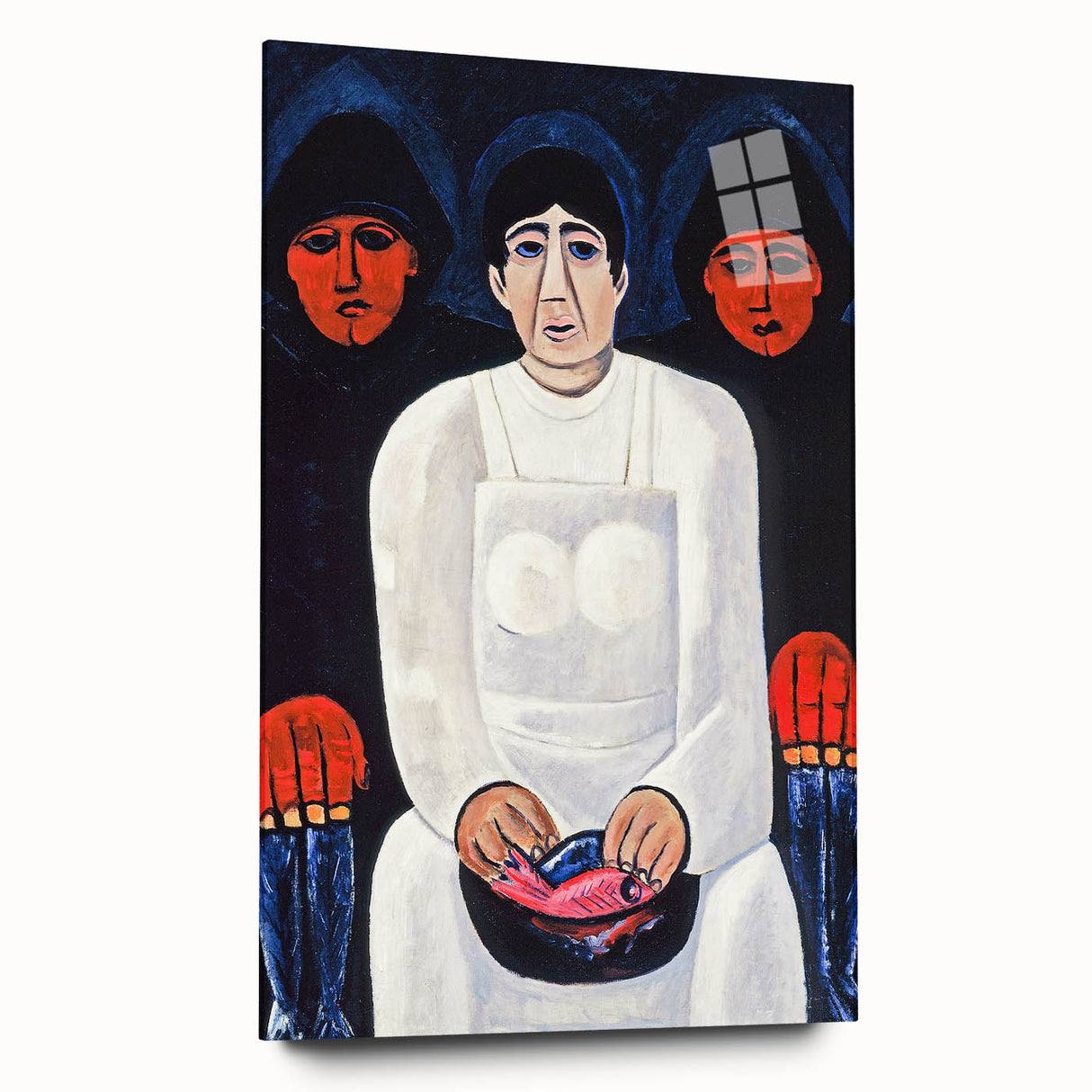 Modern Wall Art: Bold Contemporary Portrait with Red and Blue Tones