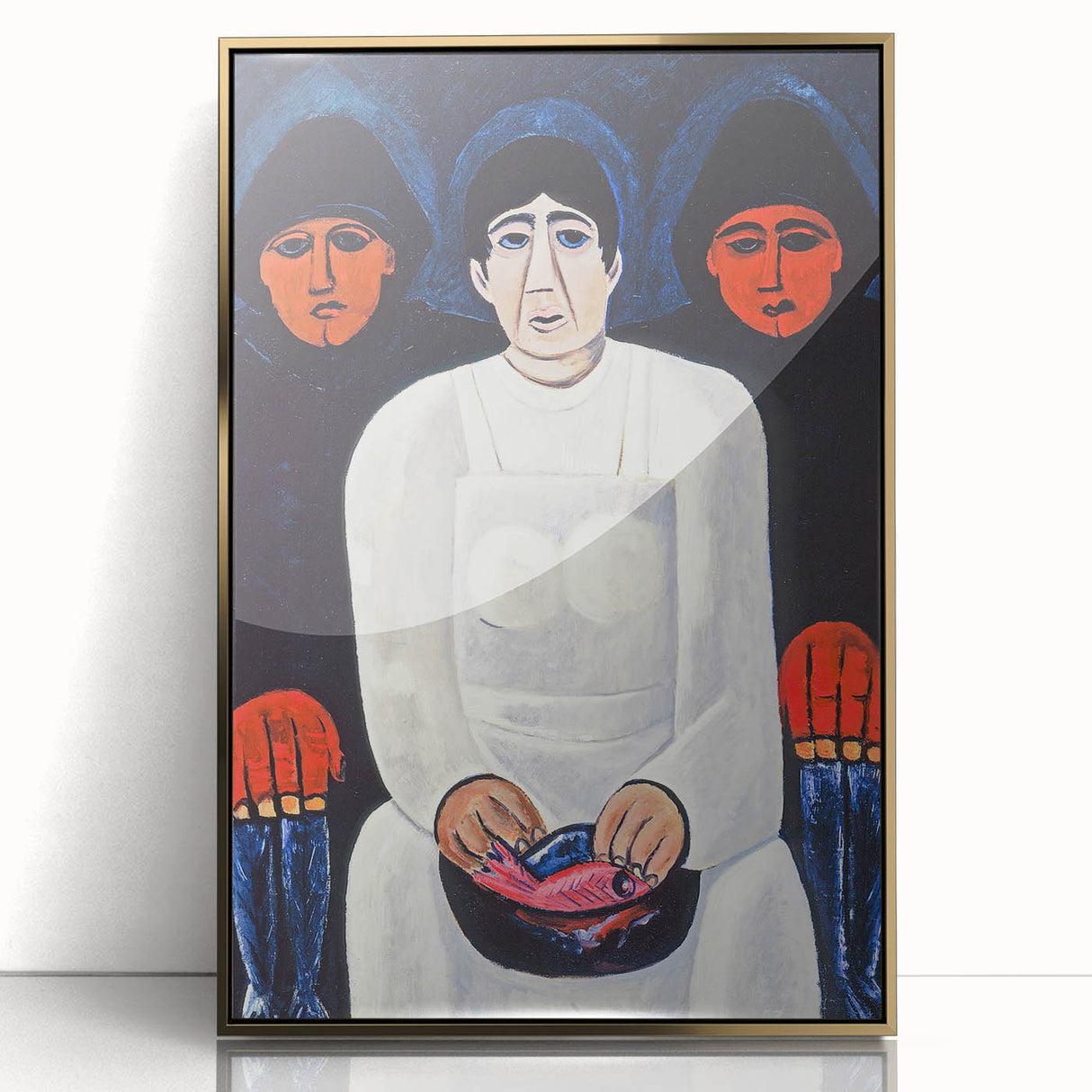 Modern Wall Art: Bold Contemporary Portrait with Red and Blue Tones