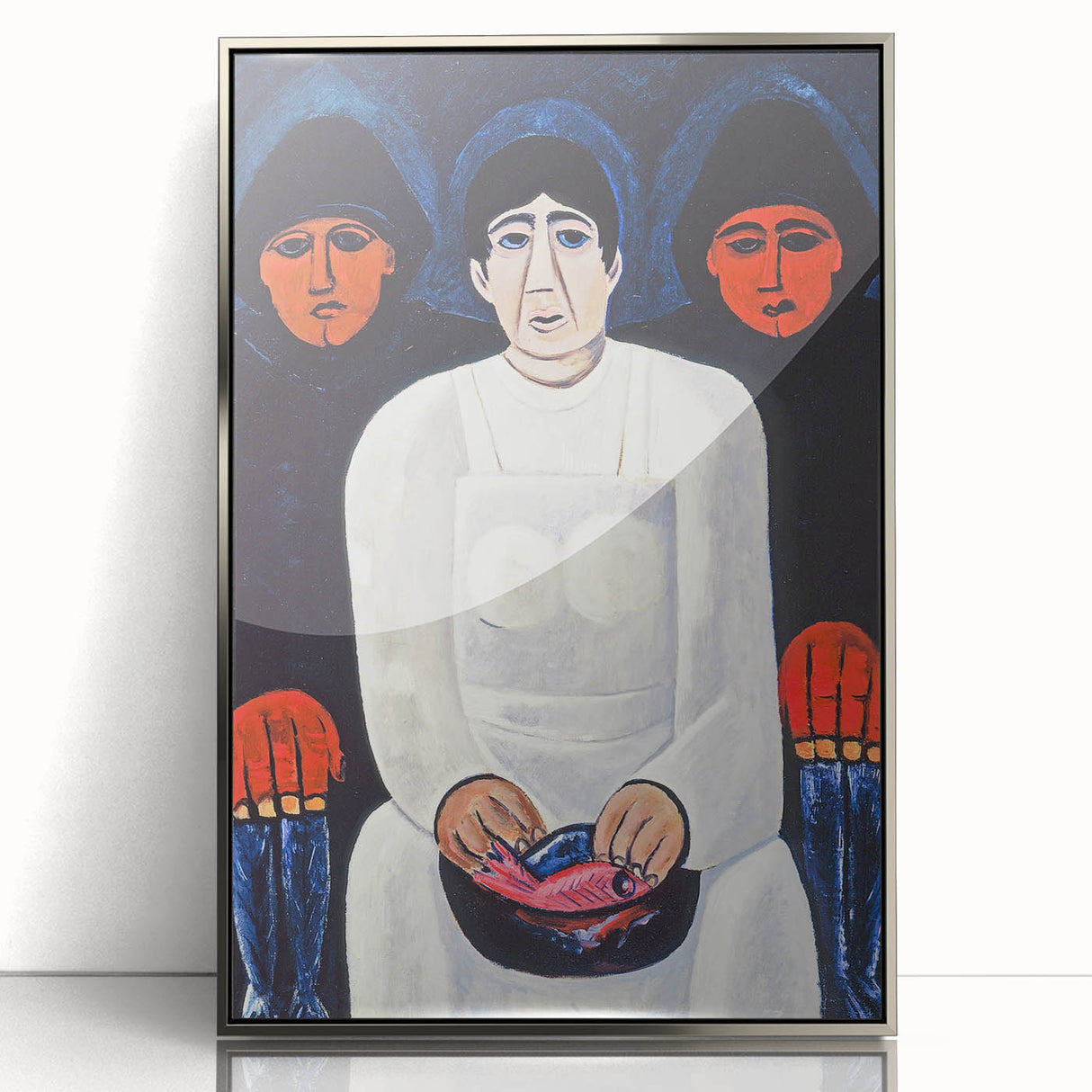 Modern Wall Art: Bold Contemporary Portrait with Red and Blue Tones