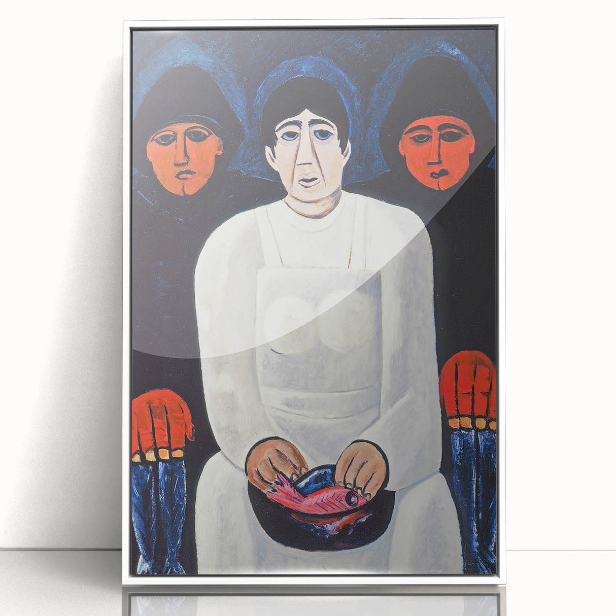 Modern Wall Art: Bold Contemporary Portrait with Red and Blue Tones