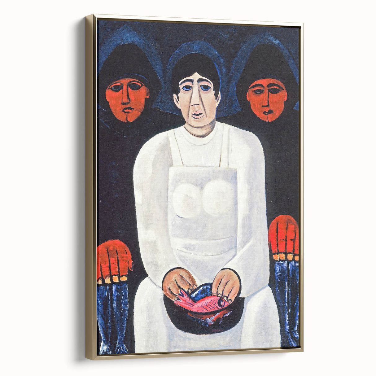 Modern Wall Art: Bold Contemporary Portrait with Red and Blue Tones