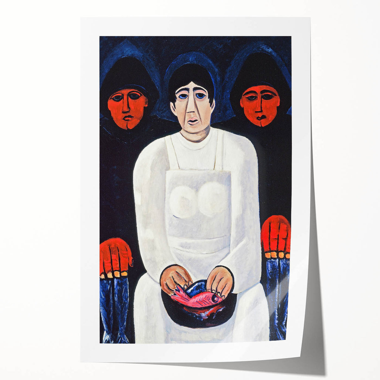 Modern Wall Art: Bold Contemporary Portrait with Red and Blue Tones