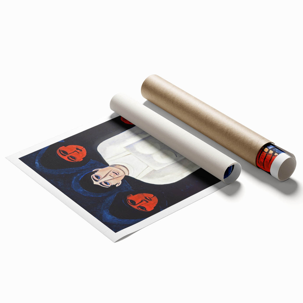 Modern Wall Art: Bold Contemporary Portrait with Red and Blue Tones