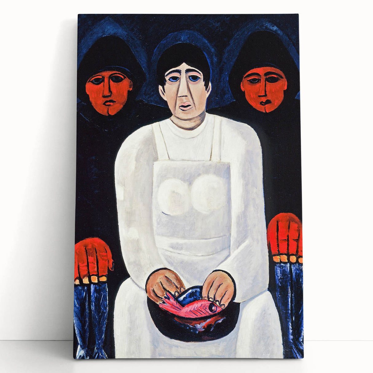 Modern Wall Art: Bold Contemporary Portrait with Red and Blue Tones