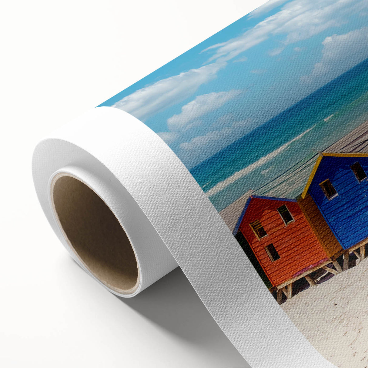 Art Deco style poster of an African savannah landscape on rolled canvas, in earth tones, ideal for nursery wall art.