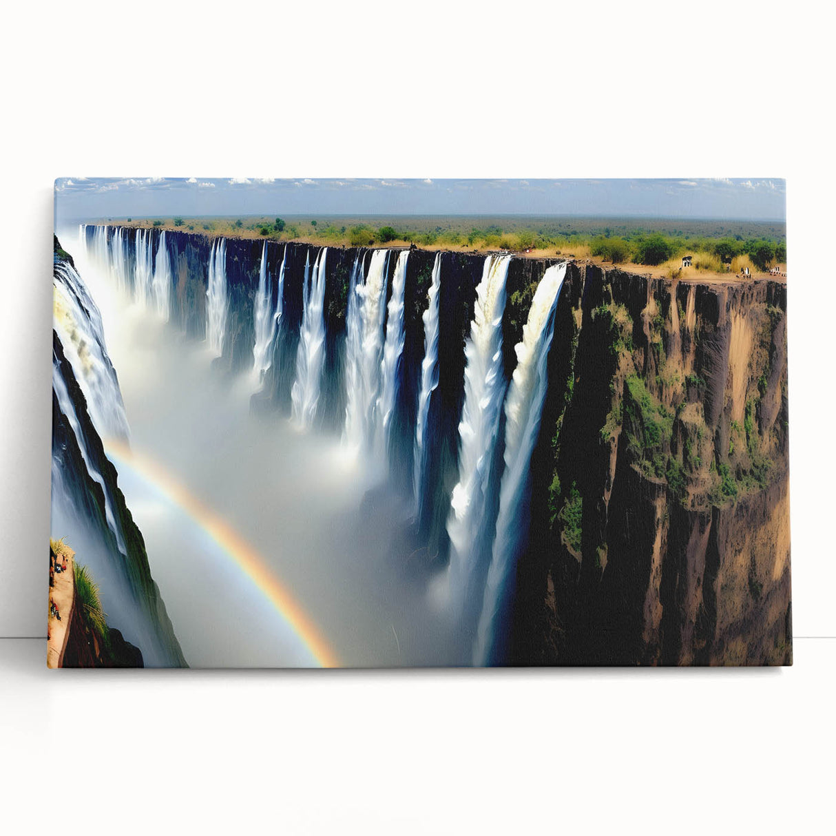 Black and white stretched canvas featuring a serene African landscape, ideal for kitchen wall art.