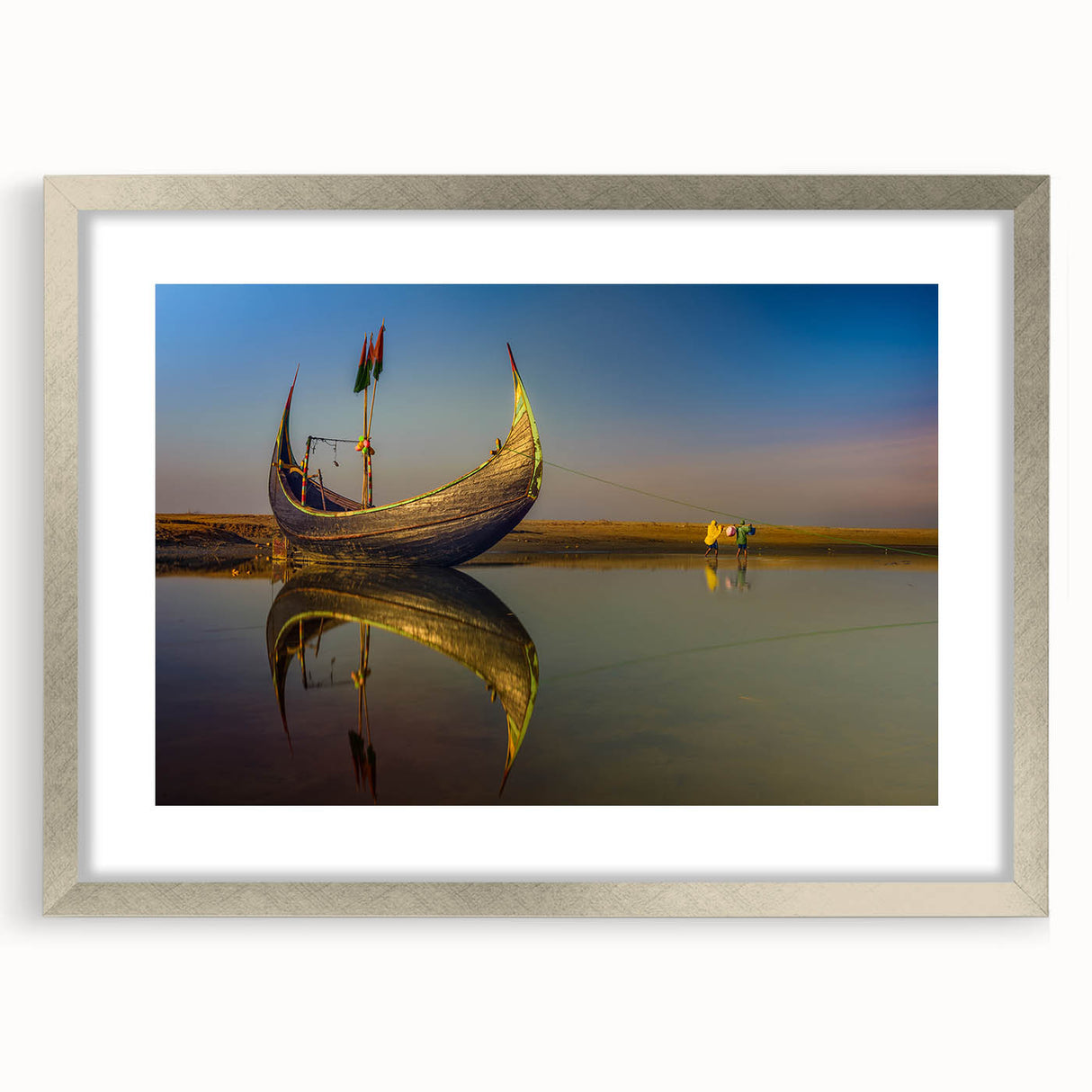 Textured art print of an abstract scene with muted earth tones on a framed canvas, ideal for bedroom decor.