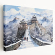 Side view of a large canvas depicting the Great Wall of China in muted earth tones, ideal for kitchen wall art.