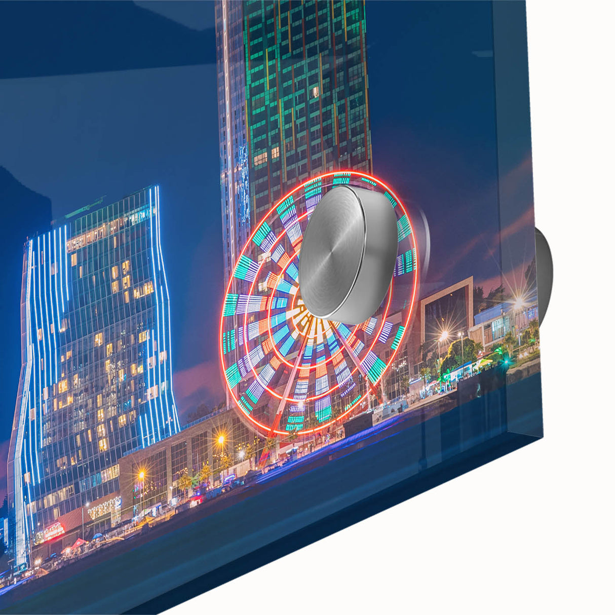 Large abstract wall art featuring Georgia scenery in muted earth tones on acrylic glass, suitable for dining room ambiance.