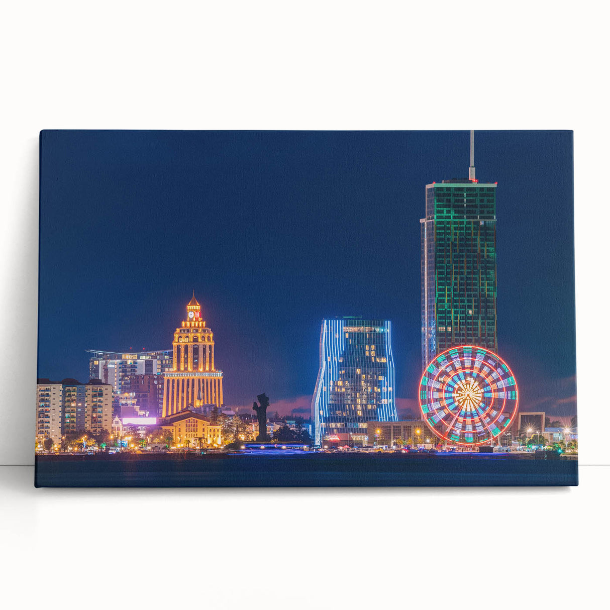 Black and white stretched canvas featuring a serene Georgian landscape, ideal for kitchen wall art or bedroom ambiance.