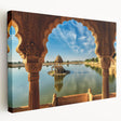 Large canvas print depicting a serene Indian landscape in muted earth tones, ideal for kitchen wall art.