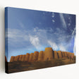 A panoramic canvas print depicting a serene Pakistani landscape in soft earth tones, suitable for kitchen wall art.