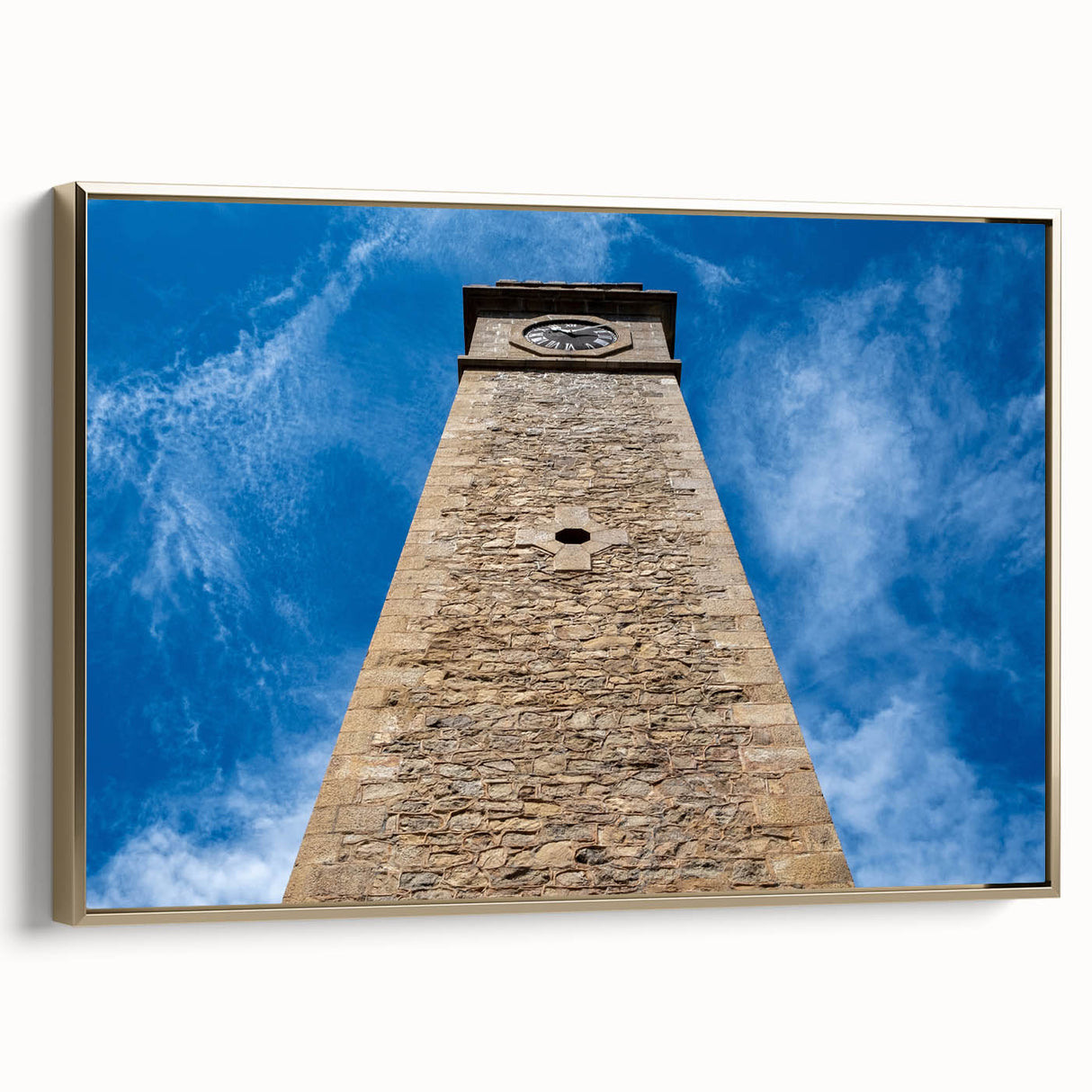 Framed canvas featuring a vintage-style landscape painting of a Sri Lankan scenery in muted gold and black tones.