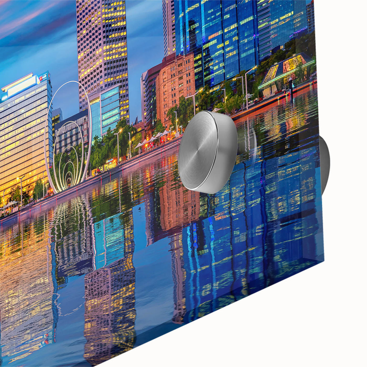 Large abstract wall art depicting Perth scenery in muted earth tones on acrylic glass, suitable for dining room ambiance.