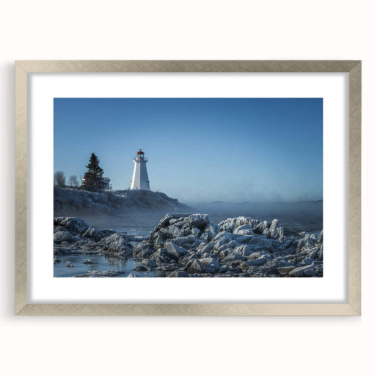 Textured abstract art print of a Canadian landscape in muted earth tones, framed in silver, ideal for bedroom decor.