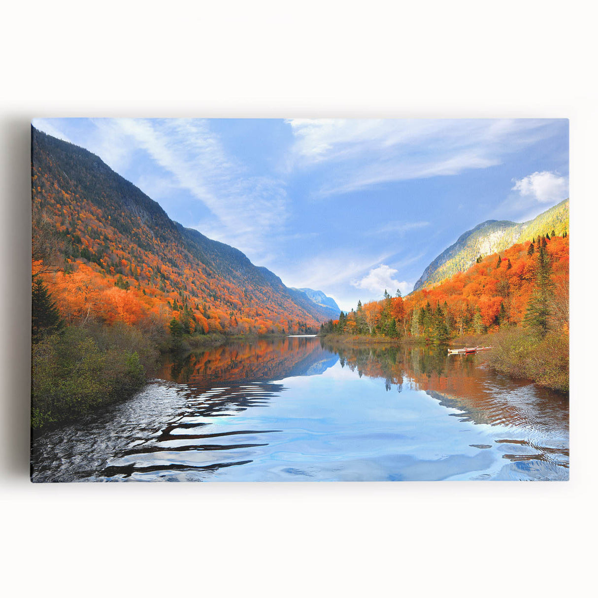Black and white stretched canvas featuring a serene Quebec landscape, ideal for kitchen wall art or bedroom ambiance.