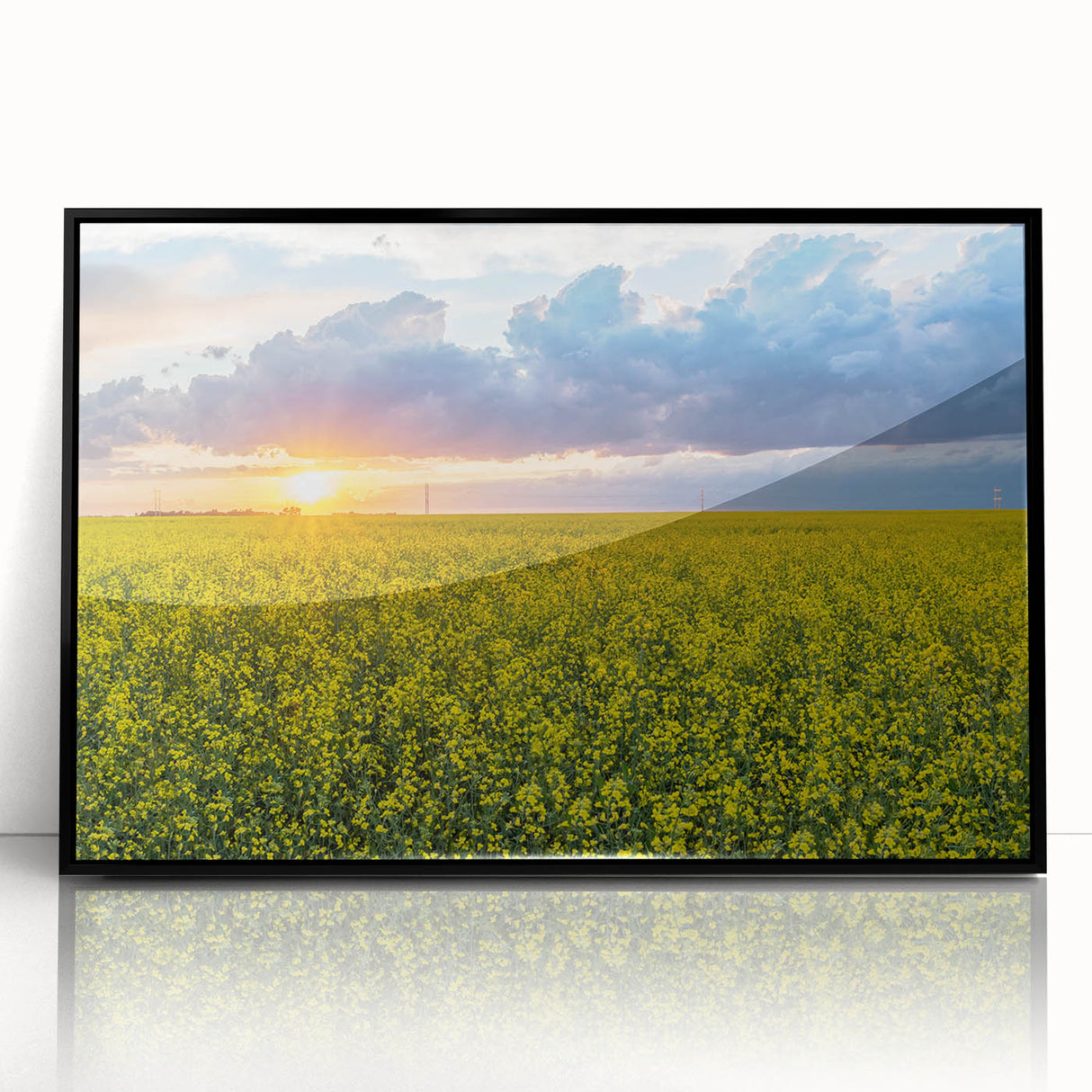 Large abstract wall art depicting a Saskatchewan scenery in muted earth tones on a framed acrylic.